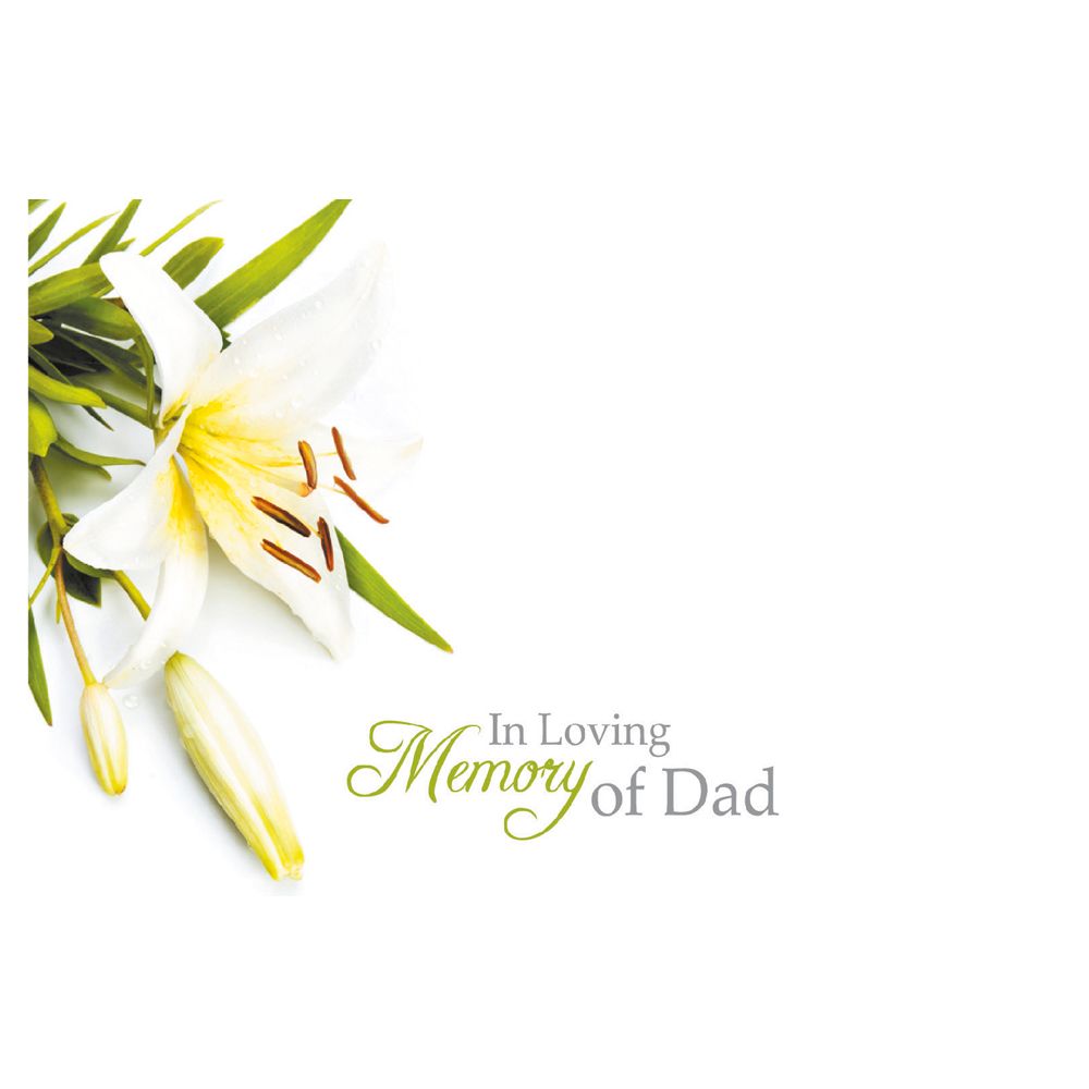 Large Cards - IN LOVING MEMORY OF DAD, WITH WHITE & GREEN LILY - Michael  Dark