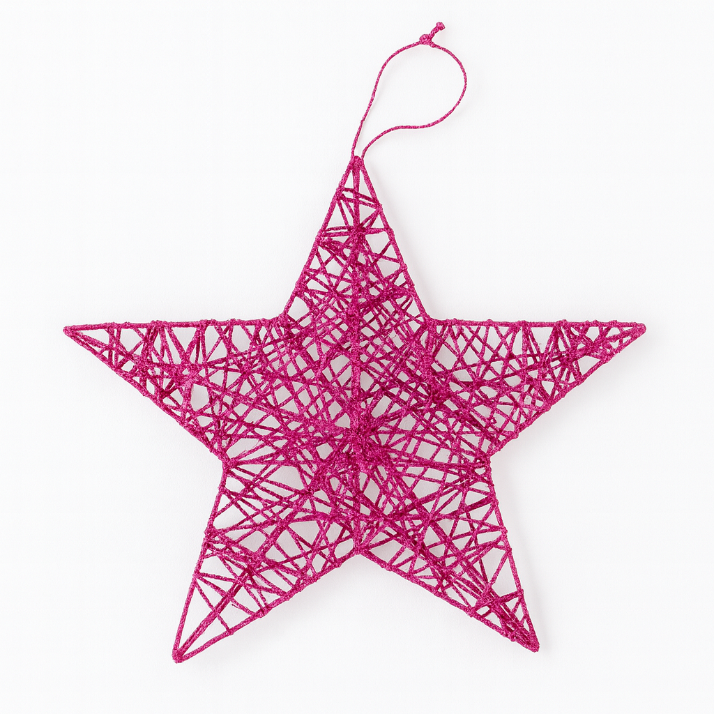 Cerise 3D Glittered Wire Star 20cm – Christmas Display