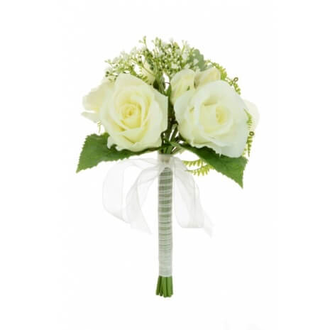 33cm Artificial Ivory Rose Bridal Bouquet Wedding Flowers