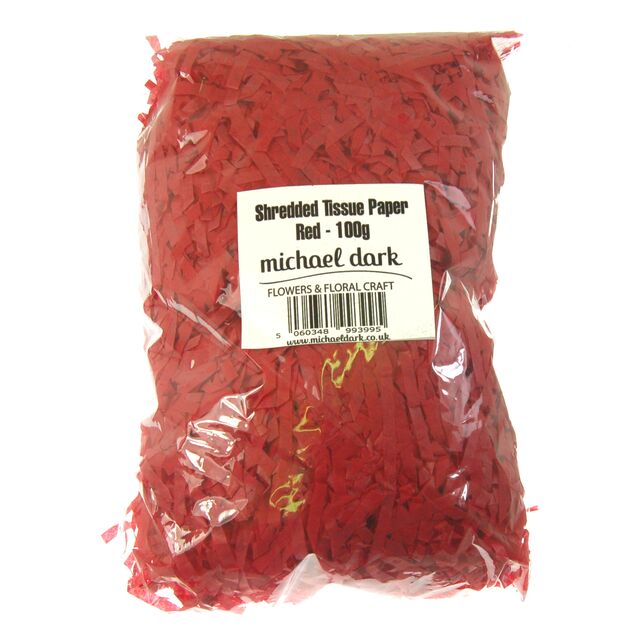 100g Shredded Tissue Paper Red Shredded Tissue