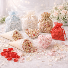Wedding confetti and rose petals for ceremonies and venue decoration