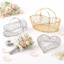 Florist bridal wire frames used for creating structured wedding bouquets, corsages and floral arrangements.