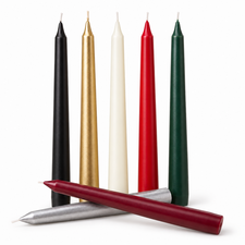 Dinner and tapered candles in assorted colours