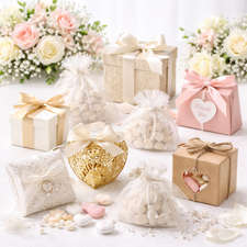 wedding favour bags and boxes for packaging wedding guest gifts and table favours