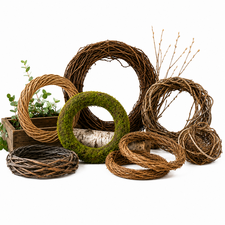 Natural wreath rings and floral craft bases for wreath making and floristry