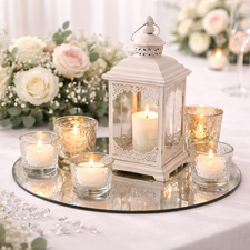 Wedding candle holders and lanterns used for table centrepieces