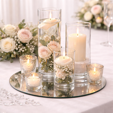 Glass cylinder vases used for wedding table centrepieces and floral displays
