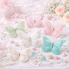 Decorative butterflies used for wedding decorations and floral craft displays