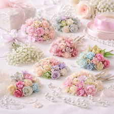 Decorative craft flowers used for wedding decorations, favours and DIY craft displays