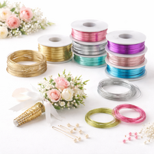 Decorative florist wire in various colours used for wedding bouquets, floral arrangements and decorative floristry work.