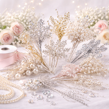 Decorative picks and stems used for wedding crafts and floral decorations