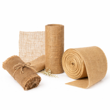 Hessian wrap rolls in natural jute fabric for floristry and rustic packaging