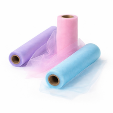 Organza wrap rolls in pastel colours for floristry and gift wrapping