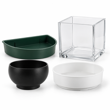 Florist dishes, acrylic cube and bowls for Christmas arrangements