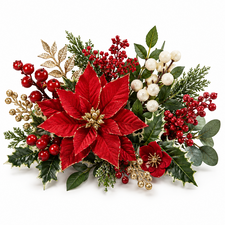 Christmas Wreath Decorations – Artificial Flowers, Berries & Foliage
