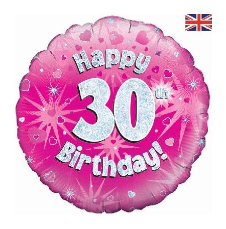 Florist Sundries :: Balloons & Party :: Foil Balloons :: Numbered Birthday Balloons :: 30th Birthday Balloon - Pink - Michael Dark