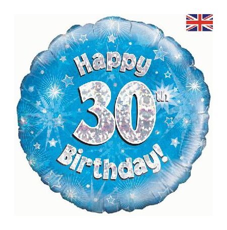 Florist Sundries :: Balloons & Party :: Foil Balloons :: Numbered Birthday Balloons :: 30th Birthday Balloon - Blue - Michael Dark