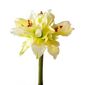 A beautiful realistic fabric amaryllis mixed white and yellow flower with a stem.